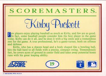 1989 Score Scoremasters #19 Kirby Puckett Back