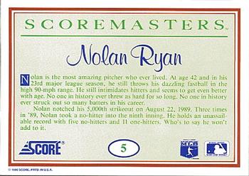 1989 Score Scoremasters #5 Nolan Ryan Back