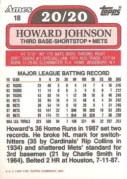 1989 Topps Ames 20/20 Club #18 Howard Johnson Back