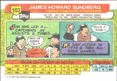 1989 Topps Big #103 Jim Sundberg Back