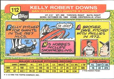 1989 Topps Big #112 Kelly Downs Back