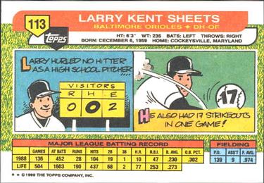 1989 Topps Big #113 Larry Sheets Back