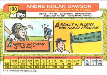 1989 Topps Big #120 Andre Dawson Back