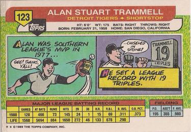 1989 Topps Big #123 Alan Trammell Back