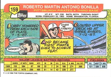 1989 Topps Big #159 Bobby Bonilla Back