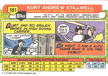 1989 Topps Big #161 Kurt Stillwell Back