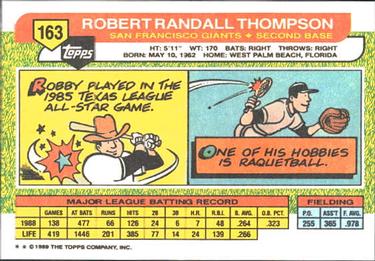 1989 Topps Big #163 Robby Thompson Back