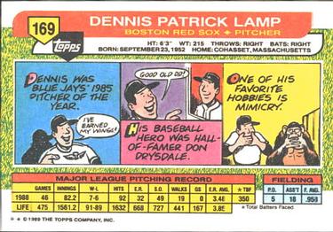 1989 Topps Big #169 Dennis Lamp Back
