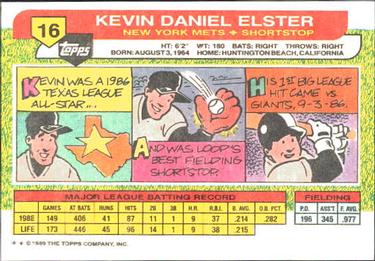 1989 Topps Big #16 Kevin Elster Back