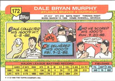 1989 Topps Big #172 Dale Murphy Back