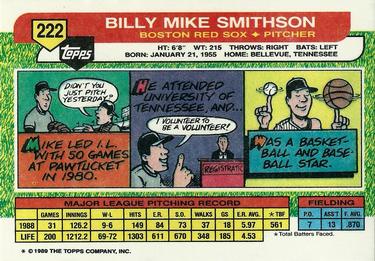 1989 Topps Big #222 Mike Smithson Back