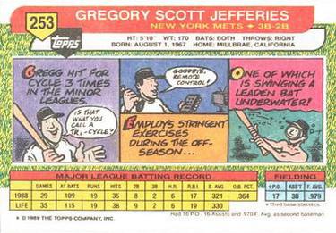1989 Topps Big #253 Gregg Jefferies Back