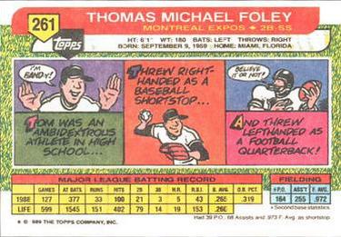1989 Topps Big #261 Tom Foley Back