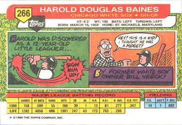 1989 Topps Big #266 Harold Baines Back