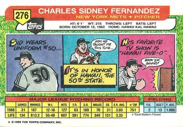 1989 Topps Big #276 Sid Fernandez Back