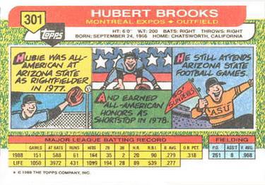 1989 Topps Big #301 Hubie Brooks Back