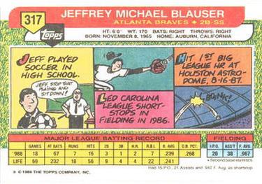 1989 Topps Big #317 Jeff Blauser Back
