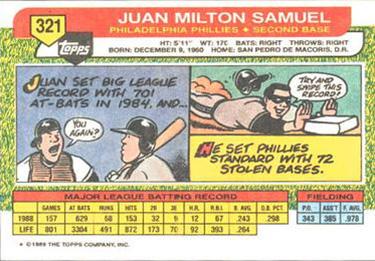 1989 Topps Big #321 Juan Samuel Back