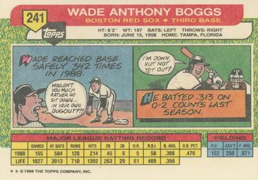 1989 Topps Big #241 Wade Boggs Back