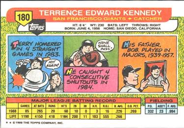 1989 Topps Big #180 Terry Kennedy Back