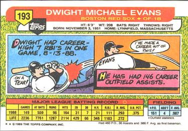 1989 Topps Big #193 Dwight Evans Back