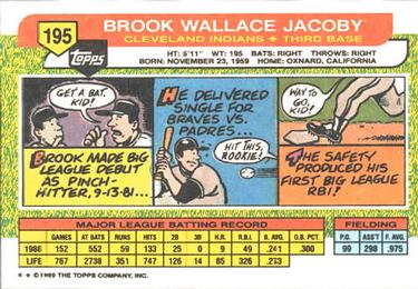 1989 Topps Big #195 Brook Jacoby Back