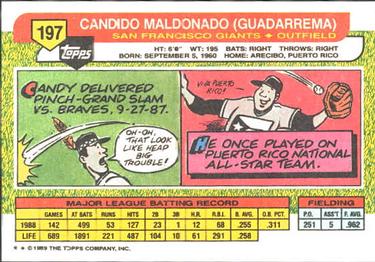 1989 Topps Big #197 Candy Maldonado Back