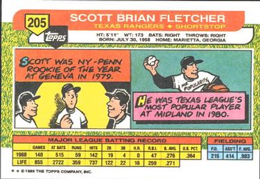 1989 Topps Big #205 Scott Fletcher Back
