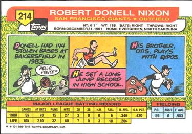 1989 Topps Big #214 Donell Nixon Back