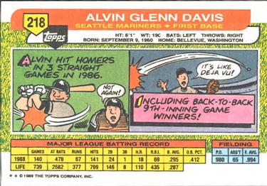 1989 Topps Big #218 Alvin Davis Back