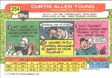 1989 Topps Big #254 Curt Young Back