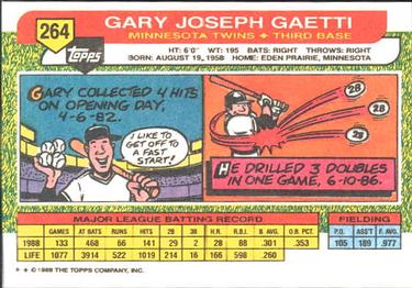 1989 Topps Big #264 Gary Gaetti Back
