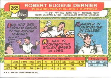 1989 Topps Big #265 Bob Dernier Back