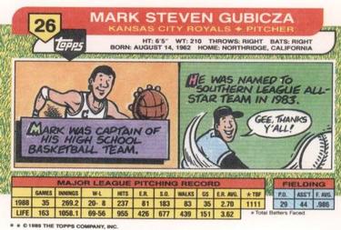 1989 Topps Big #26 Mark Gubicza Back