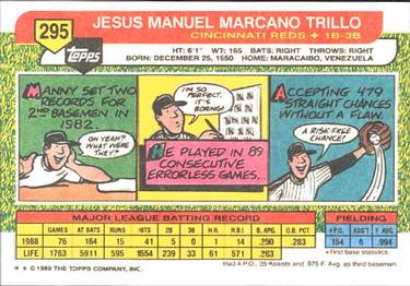 1989 Topps Big #295 Manny Trillo Back