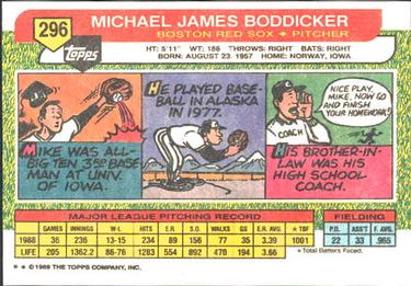 1989 Topps Big #296 Mike Boddicker Back