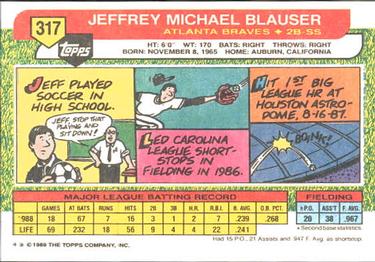 1989 Topps Big #317 Jeff Blauser Back