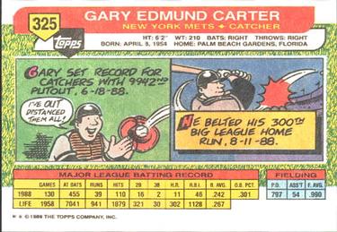 1989 Topps Big #325 Gary Carter Back