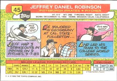 1989 Topps Big #45 Jeff Robinson Back