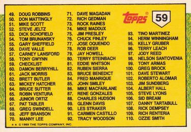 1989 Topps Big #59 Series 1 Checklist: 1-110 Back