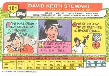 1989 Topps Big #101 Dave Stewart Back