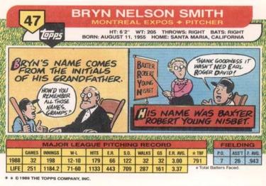 1989 Topps Big #47 Bryn Smith Back