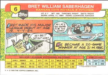 1989 Topps Big #6 Bret Saberhagen Back