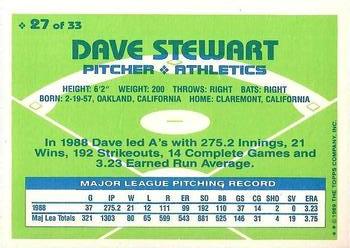 1989 Topps Hills Team MVP's #27 Dave Stewart Back