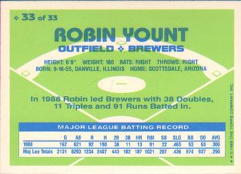 1989 Topps Hills Team MVP's #33 Robin Yount Back