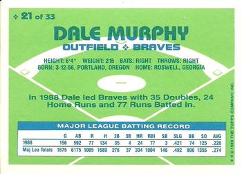 1989 Topps Hills Team MVP's #21 Dale Murphy Back