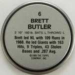 1989 Topps Coins #6 Brett Butler Back