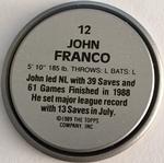 1989 Topps Coins #12 John Franco Back