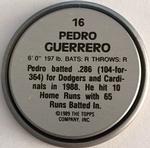 1989 Topps Coins #16 Pedro Guerrero Back