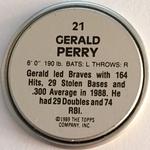 1989 Topps Coins #21 Gerald Perry Back
